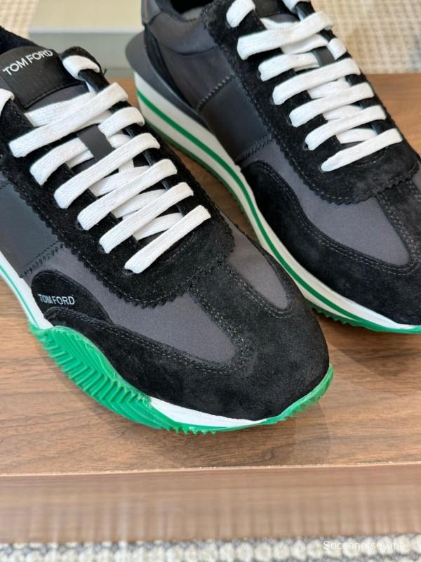 2025 Unisex TOM FORD Black White Green Leather Suede Sneakers LY00360(F)/LY00370(M)