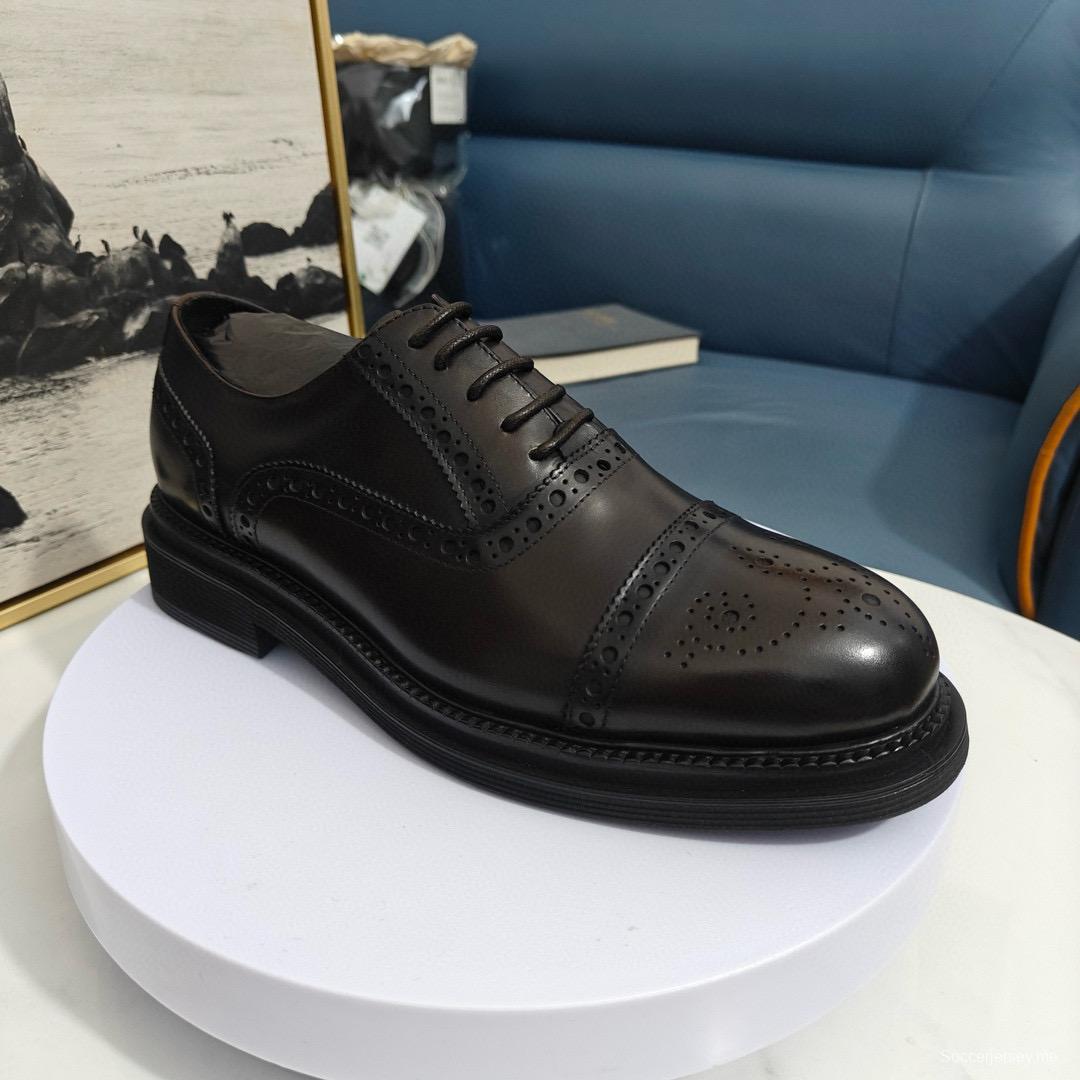 2024 Men Dolce & Gabbana Black Leather Derby Shoes MJ00420