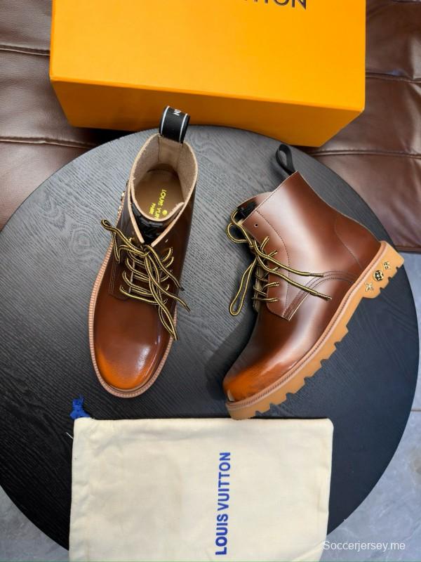 2024 Men Louis Vuitton Brown Calfskin Leather Boots MJ00440