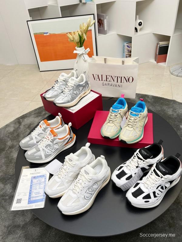 2025 Unisex Valentino White Orange Grey Mesh Fabric Sneakers Vlogo Welding LY00410