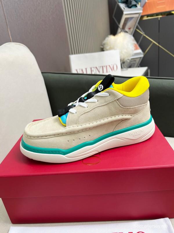 2025 Unisex Valentino Yellow Blue Beige Leather Sneakers RUNBOOT LY00390