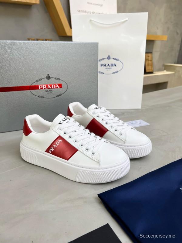 2024 Women Prada White Red Leather Sneakers MJ00310