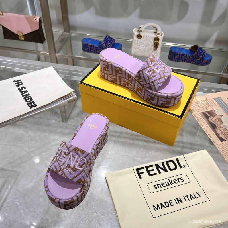 2025 Fendi Pink Canvas Slippers KFY00240