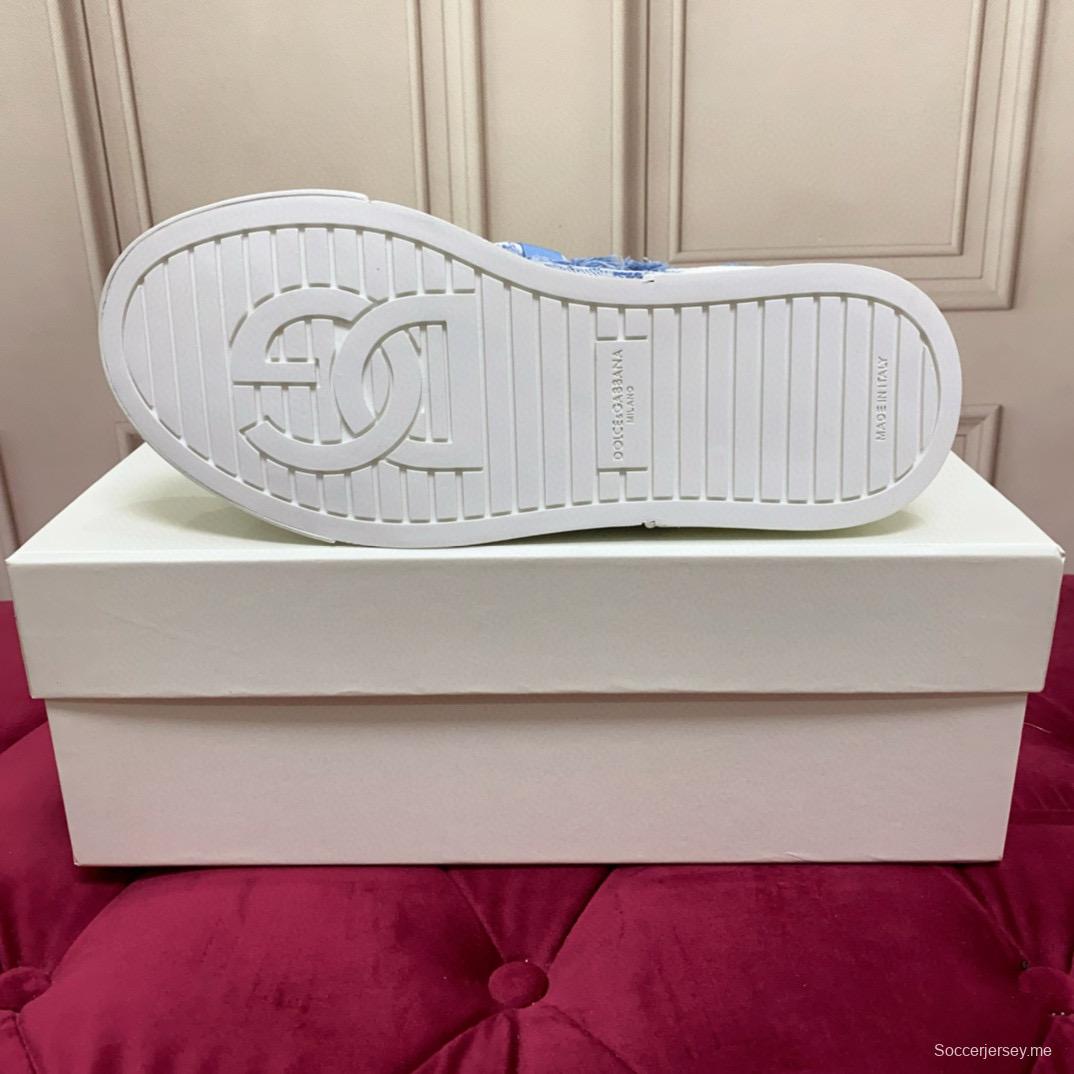 2024 Women Dolce & Gabbana Blue Denim Canvas Sneakers