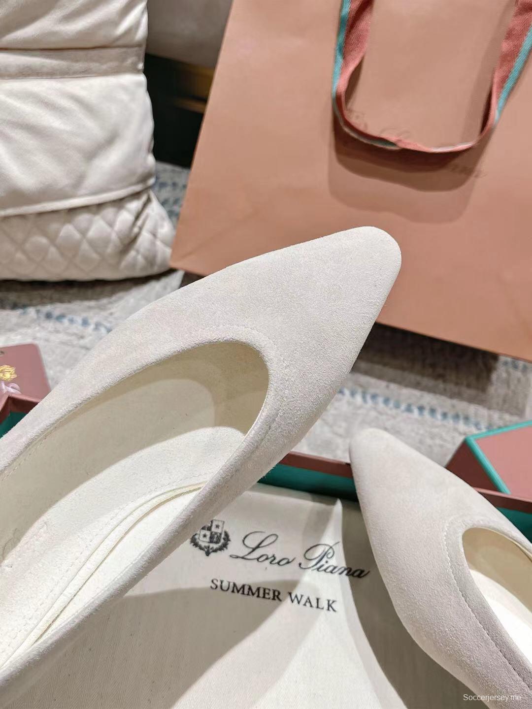 2025 Women LP Beige Suede Ballet Flats LY00320