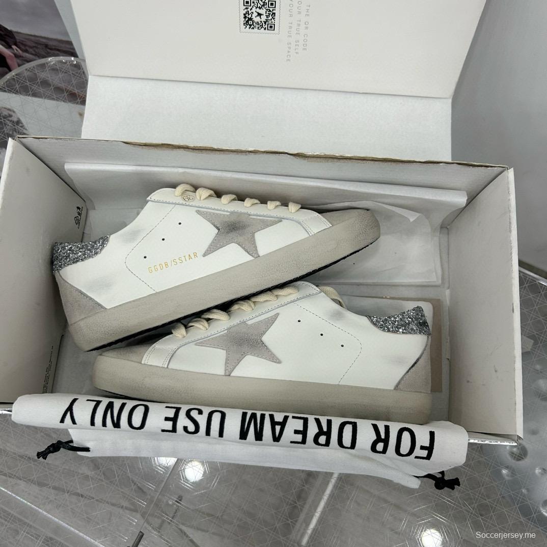 2024 Women GGDB White Grey Leather Suede Sneakers
