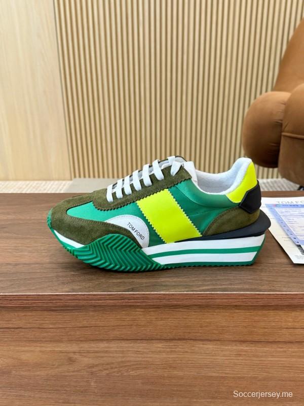 2025 Unisex TOM FORD Green Yellow White Suede Leather Sneakers LY00360(F)/LY00370(M)