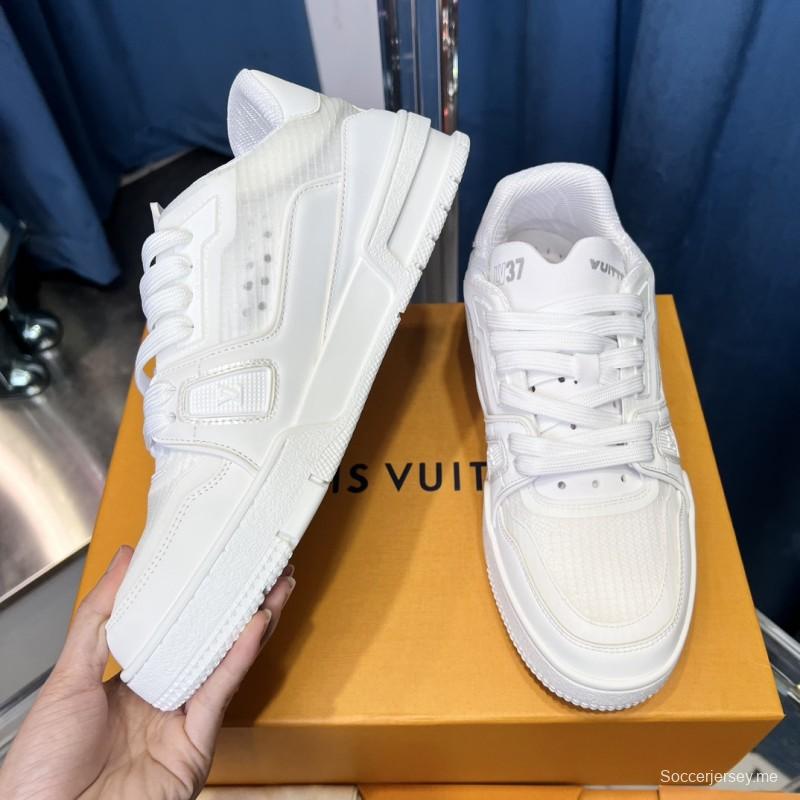 2025 Unisex Louis Vuitton White Leather Trainer