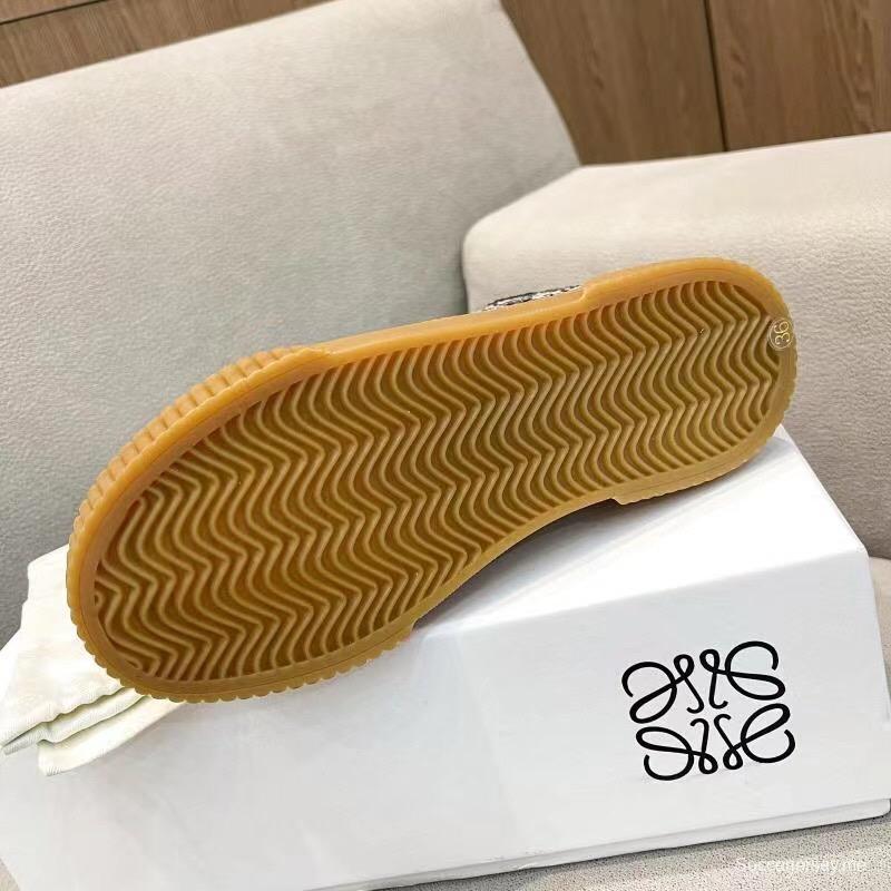 2025 Women Loewe Black White Canvas Rubber High Top Sneakers LY00291