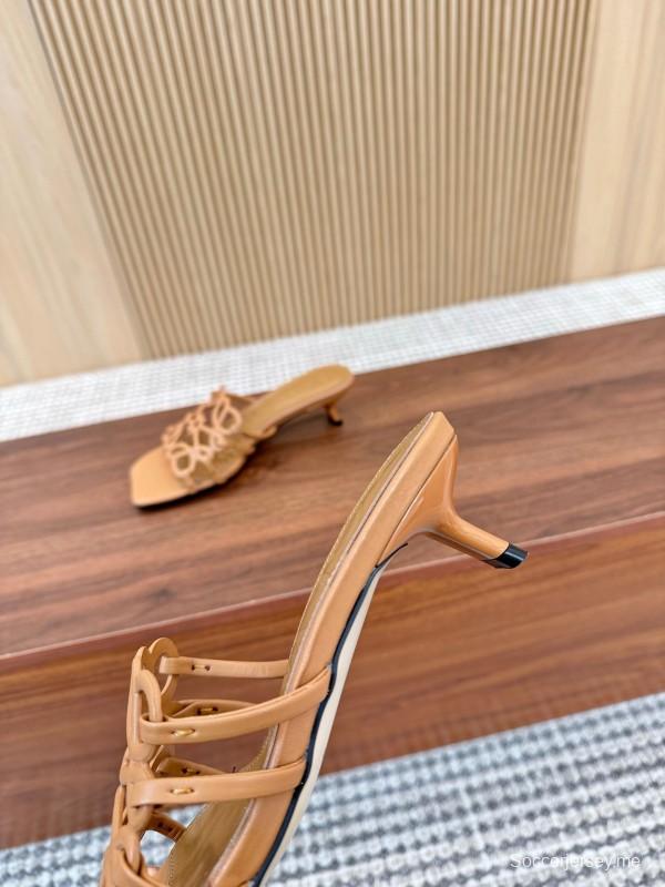 2025 Women Loewe Beige Leather Sandals LY00250