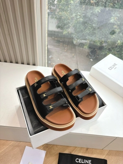 2025 CELINE Black Leather Slippers