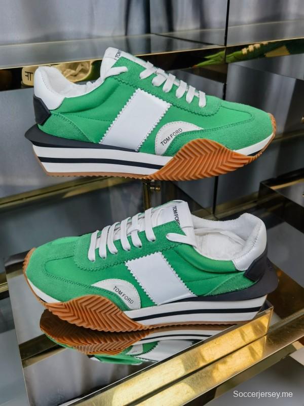 2025 Unisex TOM FORD Green White Suede Leather Sneakers LY00360(F)/LY00370(M)