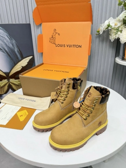 2024 Unisex Louis Vuitton Brown Waterproof Leather Ankle Boots Monogram MJ00450