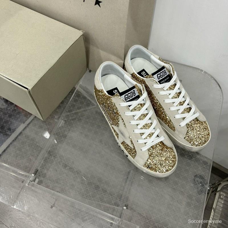 2025 Women GGDB Gold Glitter Leather Sneakers MJ00260