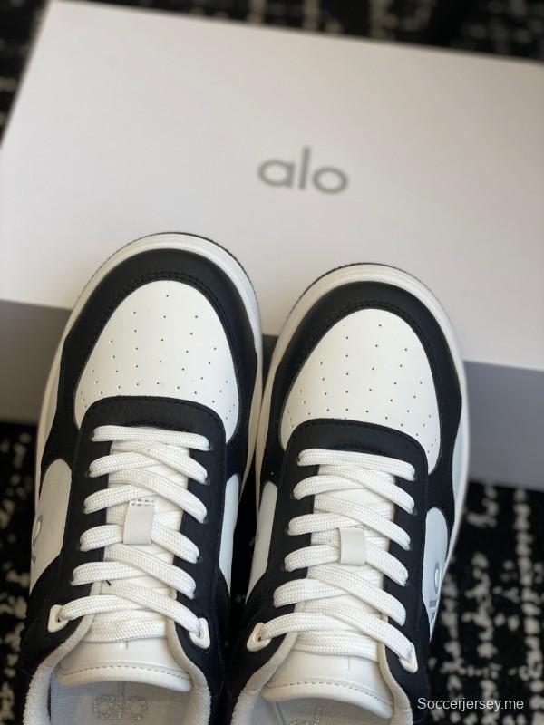 2025 Women Alo Black White Leather Sneakers KFY00280