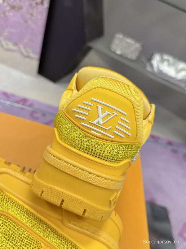 2025 Unisex Louis Vuitton Yellow Crystal Mesh Plimsolls Bing Bing AS00420