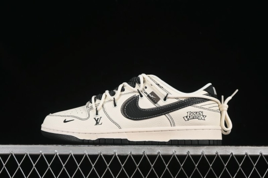 Nike SB Dunk Low LV Collaboration Strap Black Swoosh Anniversary High-End Custom Low-Top Casual Skate Shoes DM6868-076
