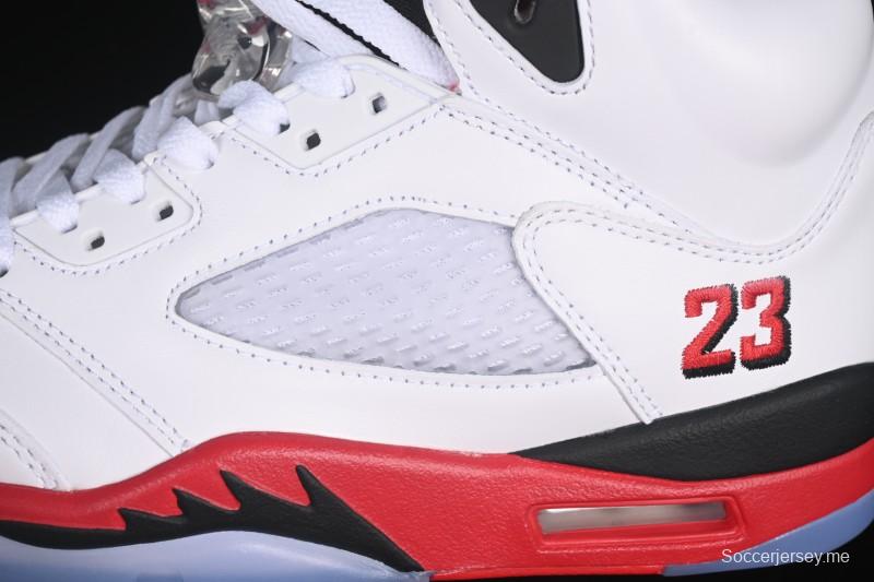 حذاء كرة السلة نايك اير جوردان 5 ريترو جوردان فاير ريد أحمر أسود اللسان - HQ7978-101