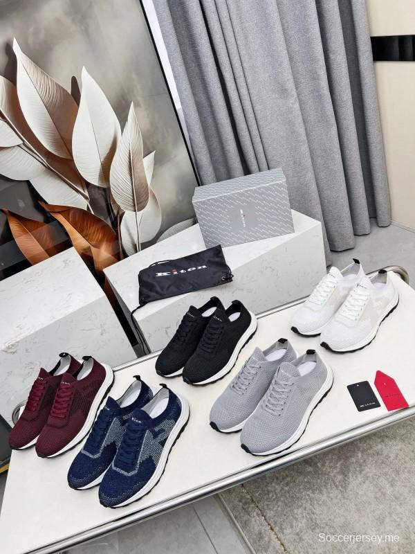 2025 Men Kiton Grey Knit Mesh Sneakers Lightweight Rubber Sole AS00320