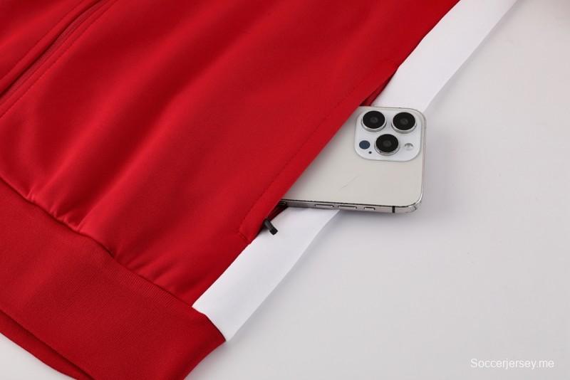 2025 سترة بسحاب كامل أحمر من نايك 2025 + بنطلون طويل