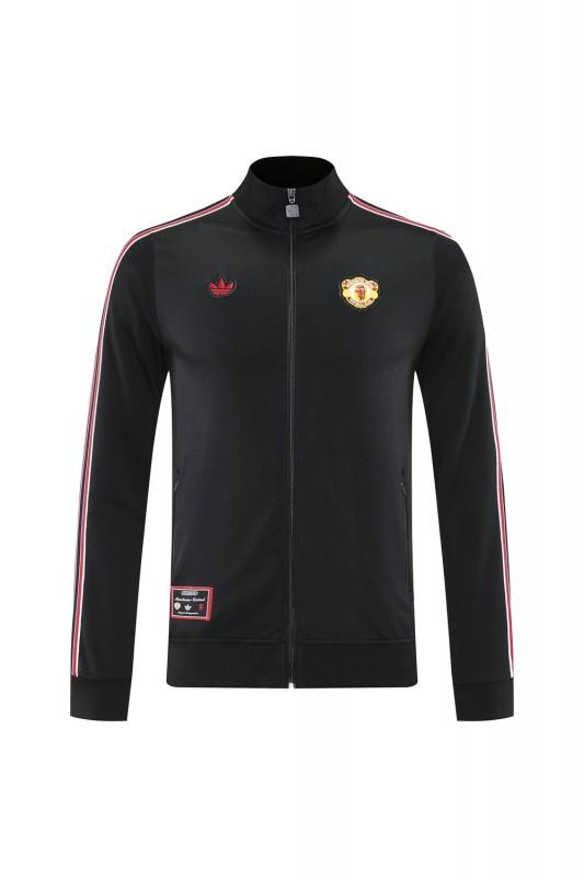 25/26 Manchester United Black Full Hoodie Zipper Jacket +Long Pants
