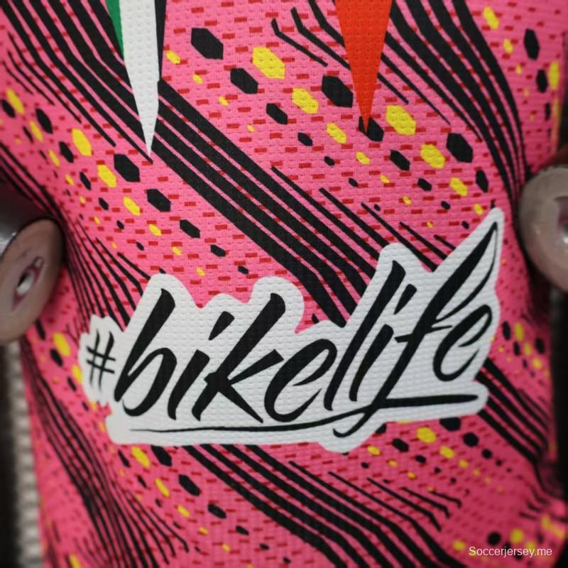 إصدار اللاعب 25/26 فلسطين وردي فلسطين مع قميص قطني بنقشة موجة هندسية