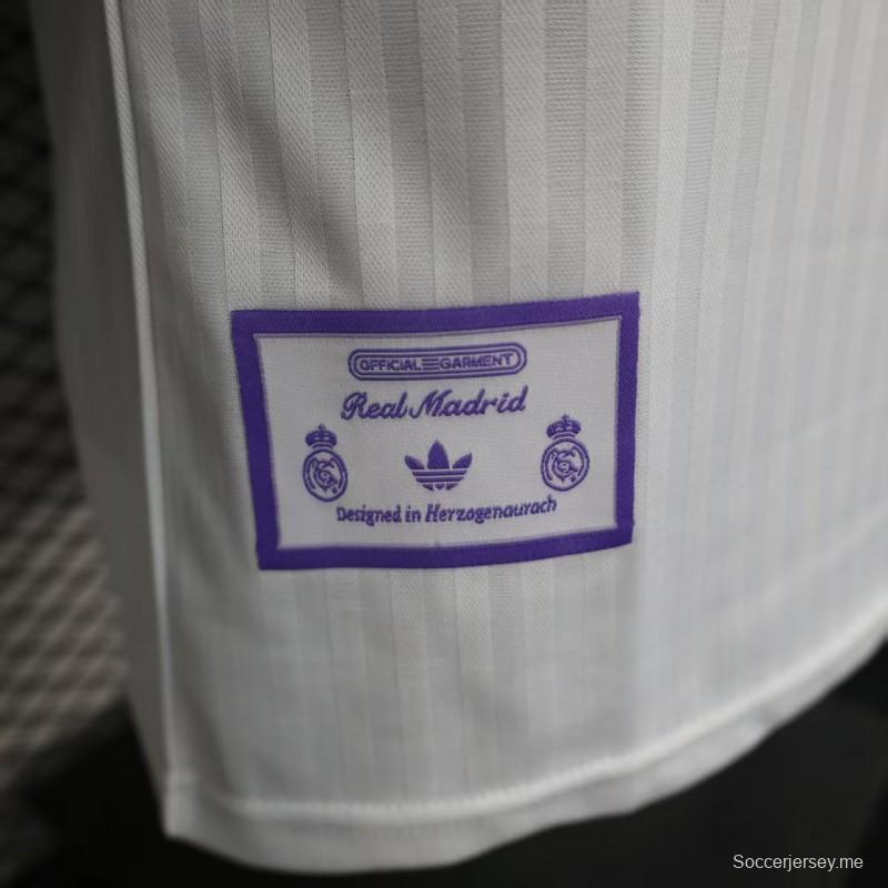 إصدار اللاعب 25/26 قميص ريال مدريد أبيض بحواف بنفسجية
