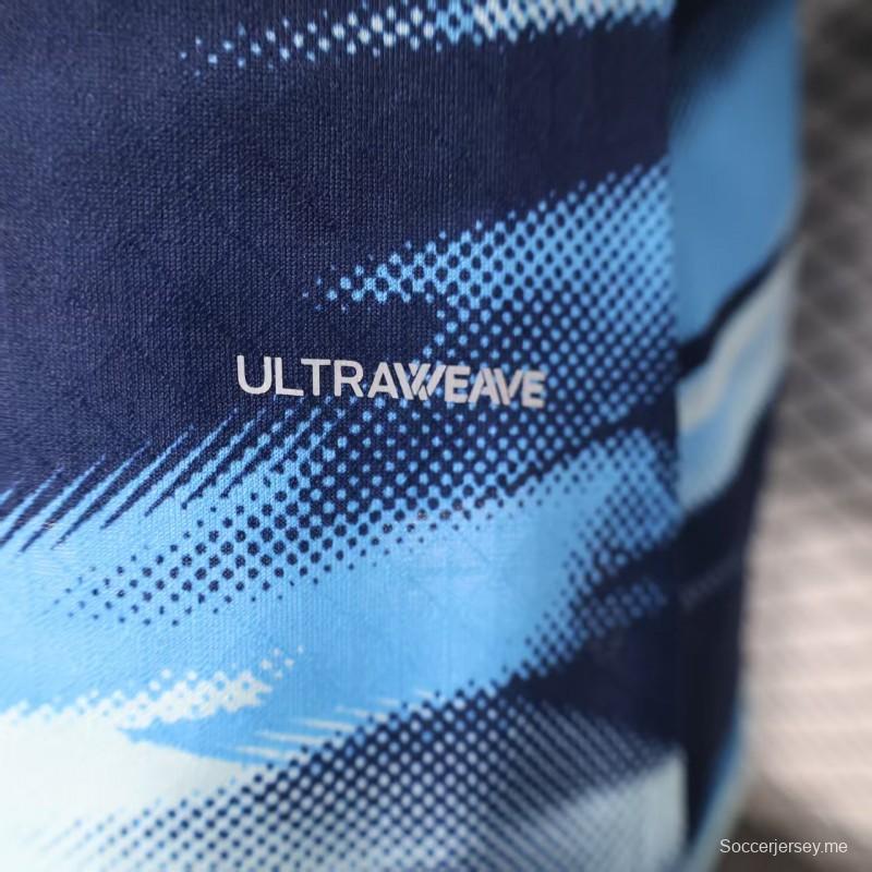 إصدار اللاعب 25/26 قميص أولمبيك مارسيليا أزرق بنقشة موجات متدرجة