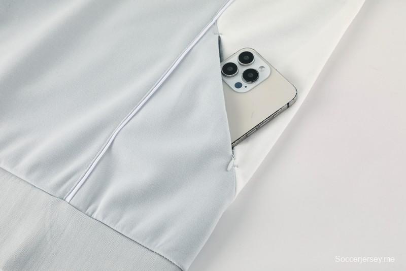 25/26 جاكيت هودي ريال مدريد بغطاء رأس كامل بسحاب + بنطلون طويل