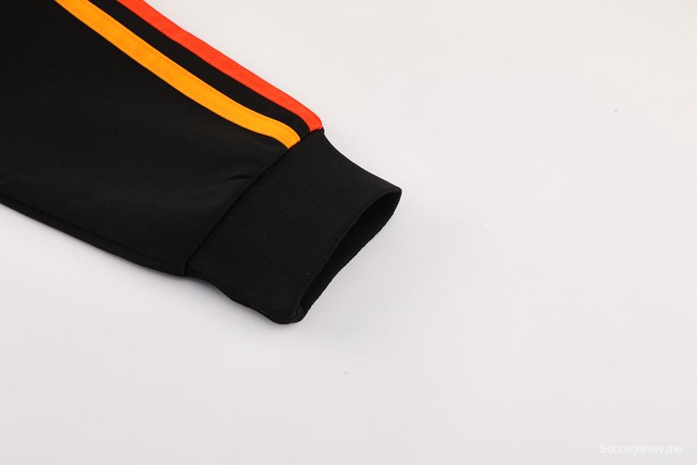 25/26 أرسنال جاكيت أسود كامل بسحاب أسود + بنطلون طويل