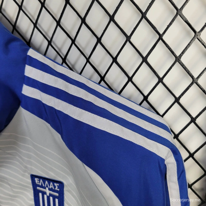 2025 جاكيت اليونان جاكيت أبيض/أزرق واقي من الرياح