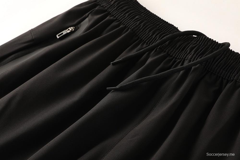 25/26 أديداس جاكيت هودي أسود كامل بسحاب + بنطلون طويل