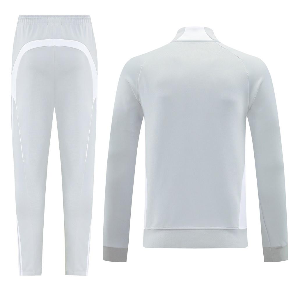 25/26 جاكيت ريال مدريد رمادي كامل بسحاب + بنطلون طويل