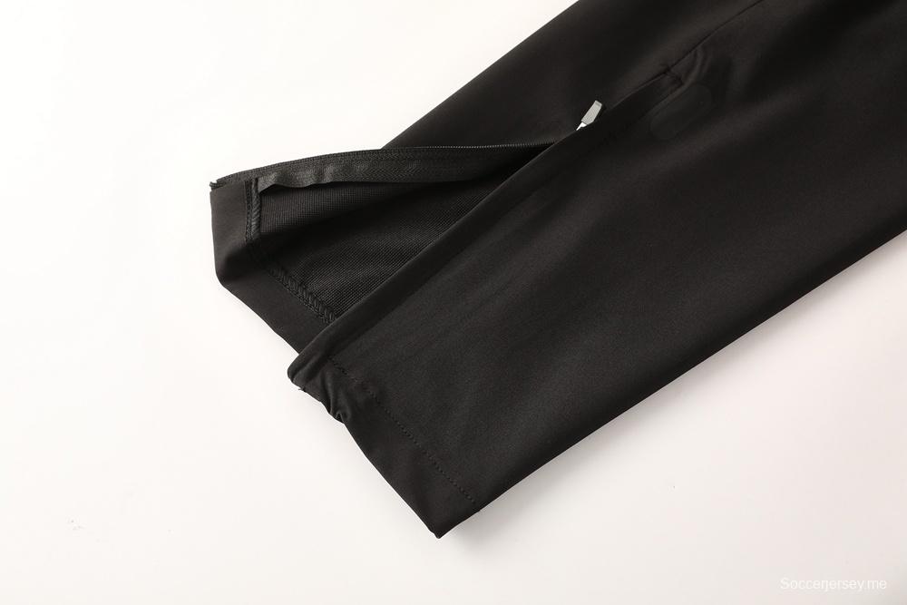 25/26 أديداس جاكيت هودي أسود كامل بسحاب + بنطلون طويل