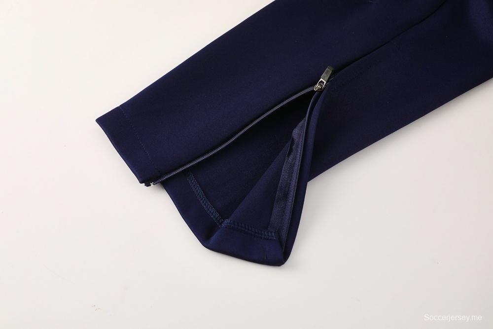 2025 NIKE جاكيت أسود/أبيض بسحاب كامل + بنطلون طويل