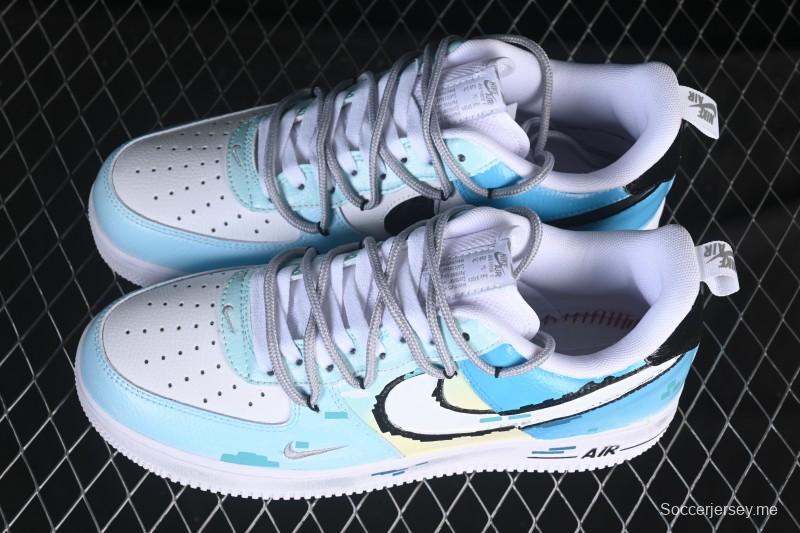 حذاء رياضي نايك اير فورس 1'07 منخفض مرسوم باليد باللون الأزرق الكهربائي الكاجوال - FB8917-300