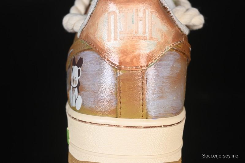 حذاء نايك اير فورس 1 '07 المنخفض من نايك اير فورس 1 '07 قهوة بالحليب مرسوم باليد مرسوم عليه رسومات كاجوال - XL2321-666