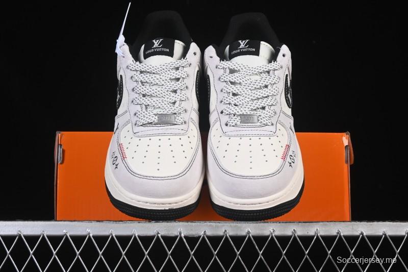 حذاء نايك اير فورس 1 '07 منخفض LV Collaboration Black Swoosh Woven Label Sneakers كاجوال - CX505050-Y23