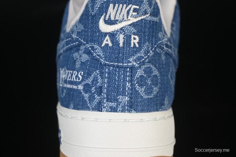 حذاء نايك اير فورس 1 '07 المنخفض من نايك اير فورس 1 '07 LV Collaboration حذاء رياضي كاجوال أزرق بحري أبيض - YF9511-813