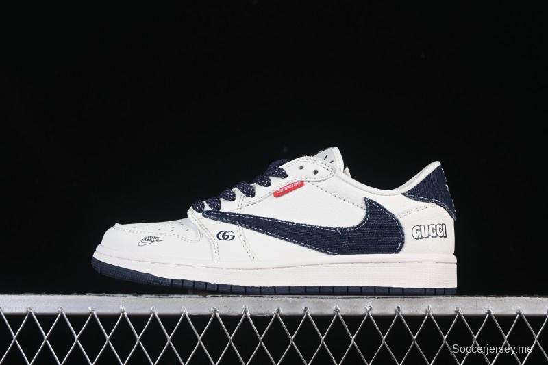 حذاء نايك ترافيس سكوت x Fragment Design x Air Jordan 1 Low OG SP AJ1 ذو الرقبة المنخفضة الكاجوال - JW1188-148