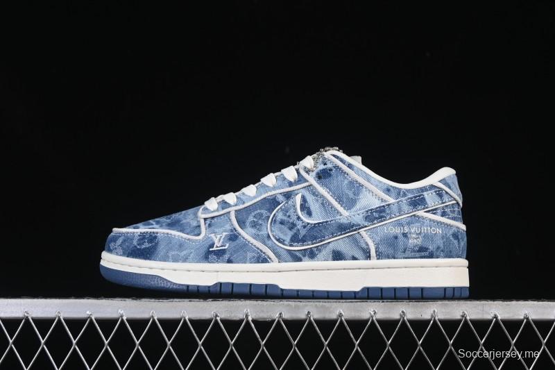 حذاء تزلج نايك SB Dunk Dunk Low LV Collaboration من نايك بلون أزرق فاتح أزرق فاتح في الذكرى السنوية حذاء تزلج كاجوال منخفض مخصص - SC0601-468