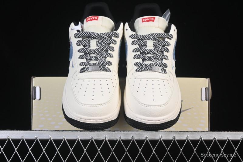 Nike Air Force 1 '07 Low Levi's Collaboration Light Blue Denim Four Swoosh Casual Sneakers - QW5606-261