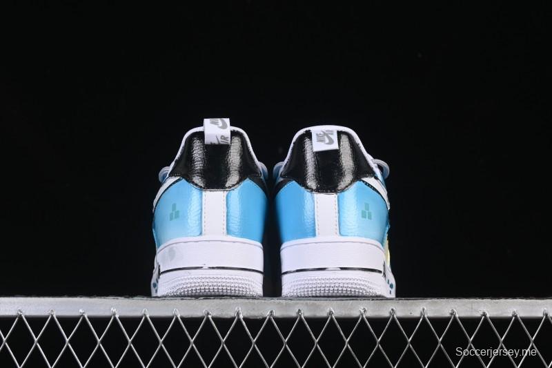 حذاء رياضي نايك اير فورس 1'07 منخفض مرسوم باليد باللون الأزرق الكهربائي الكاجوال - FB8917-300