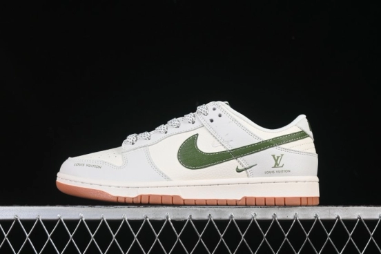 حذاء تزلج نايك SB Dunk Dunk Low LV Collaboration Matcha Green Gum Sole Anniversary حذاء تزلج كاجوال منخفض الرقبة مخصص للذكرى السنوية - JP1628-032