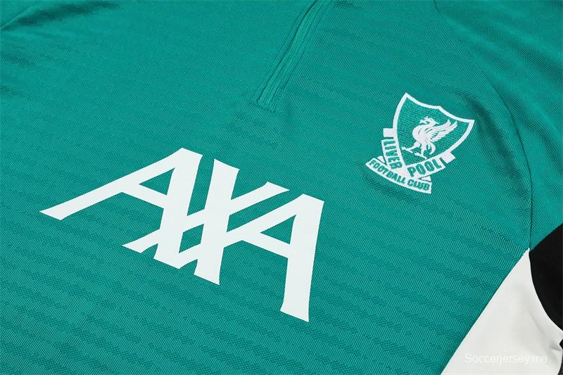 Player Version 25/26 Liverpool Green AD on Both Sleeves Half Zipper Jacket+Long Pants