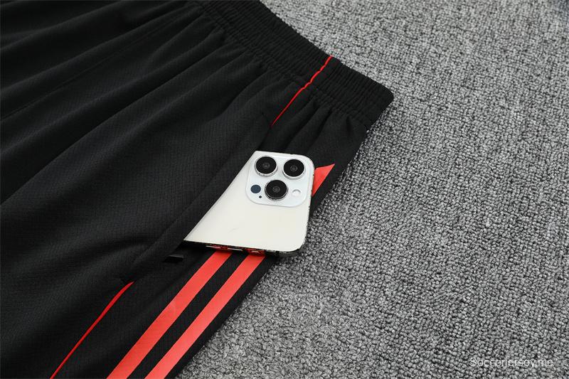 25/26 Manchester United Red Black Camouflage Short Sleeve Jersey+Shorts with XS