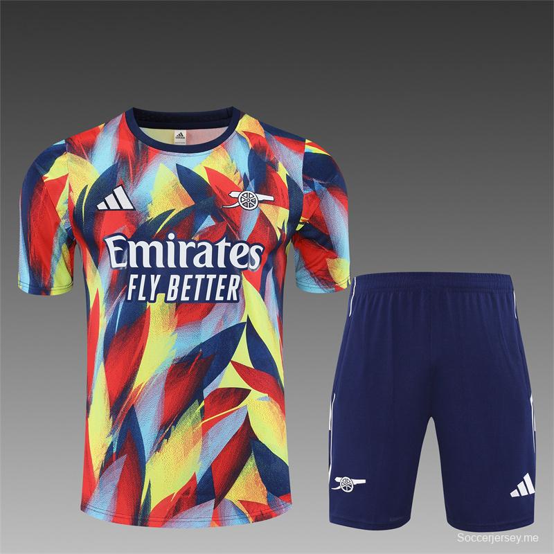 25/26 Arsenal Yellow Red Camouflage Short Sleeve Jersey+Shorts With XS