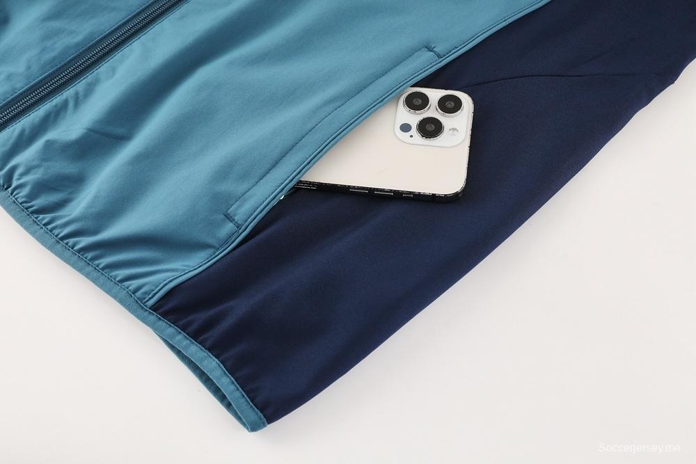 25/26 أرسنال جاكيت أزرق نصف سحاب أزرق + بنطلون طويل S-3XL