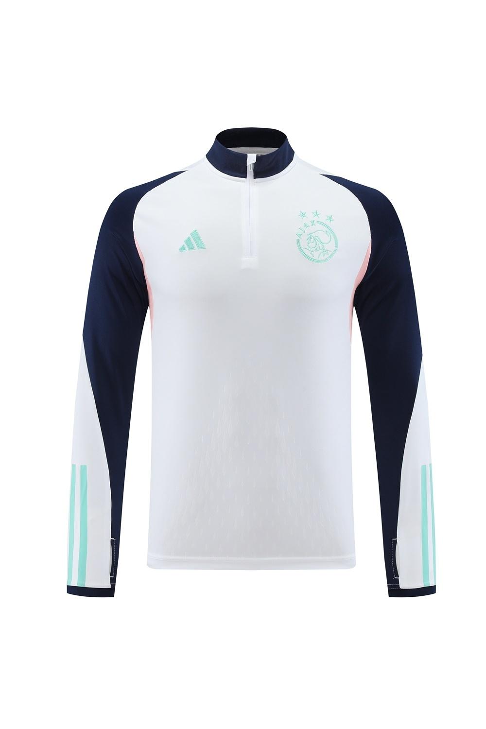 23/24 أجاكس أبيض S-2XL سترة نصف سحاب + بنطلون طويل + بنطلون طويل