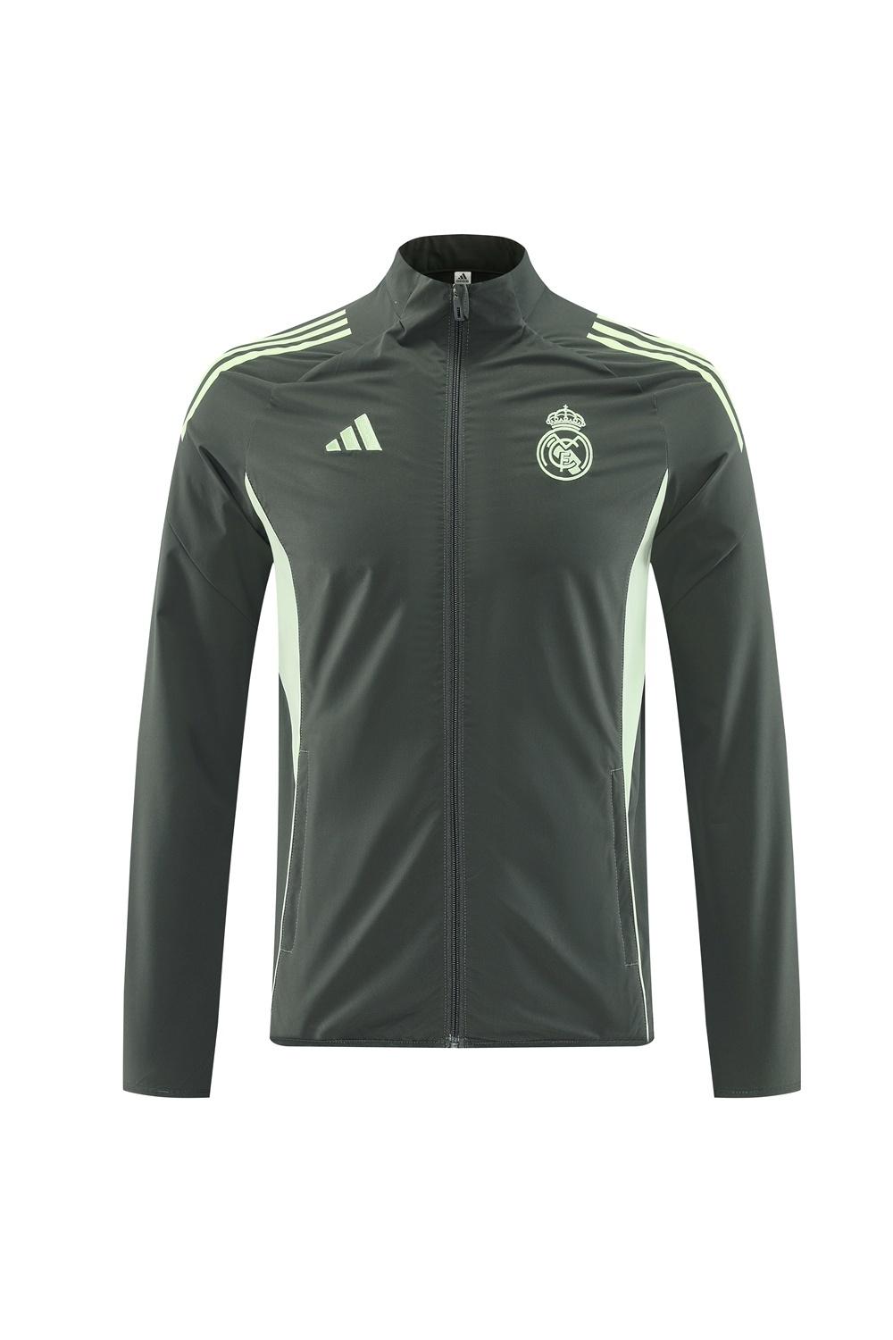 25/26 ريال مدريد جاكيت أخضر داكن نصف سحاب أخضر + بنطلون طويل S-3XL